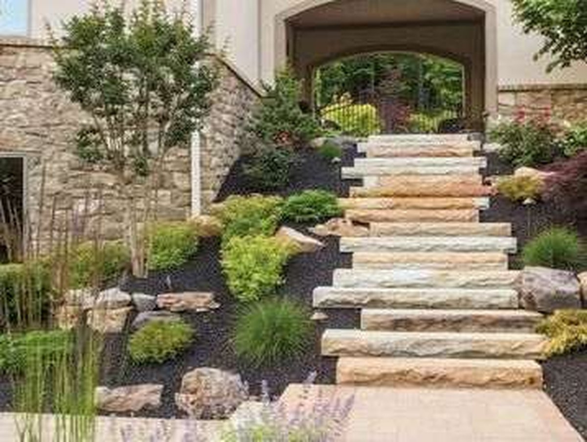 Natural rock steps installation